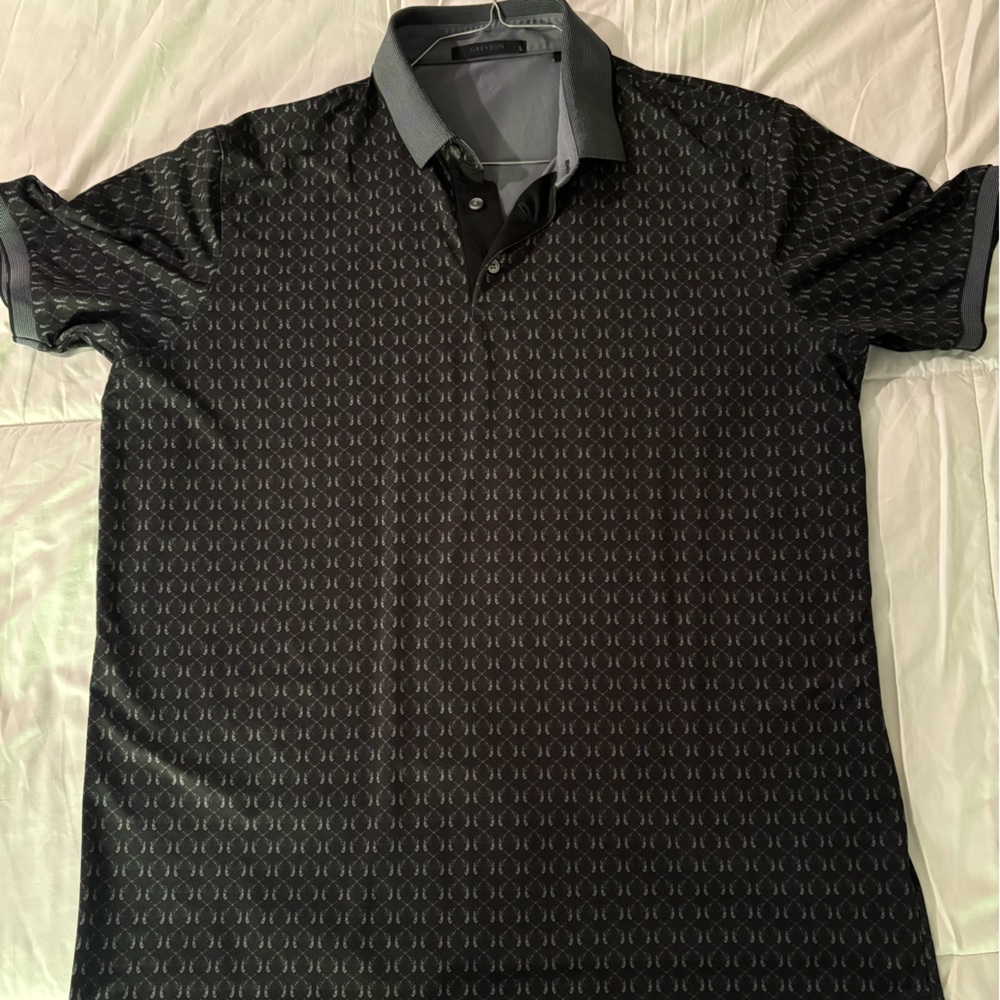 Greyson Black Patterned Polo Shirt